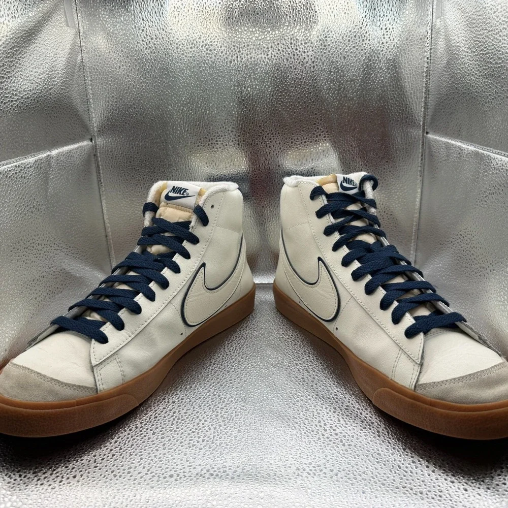 Size 13 Nike Blazer Mid '77 Premium Sail Midnight Navy Mens Shoes DQ7672-100